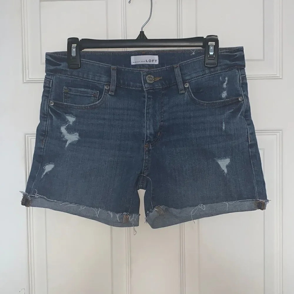 Loft distressed jean shorts 